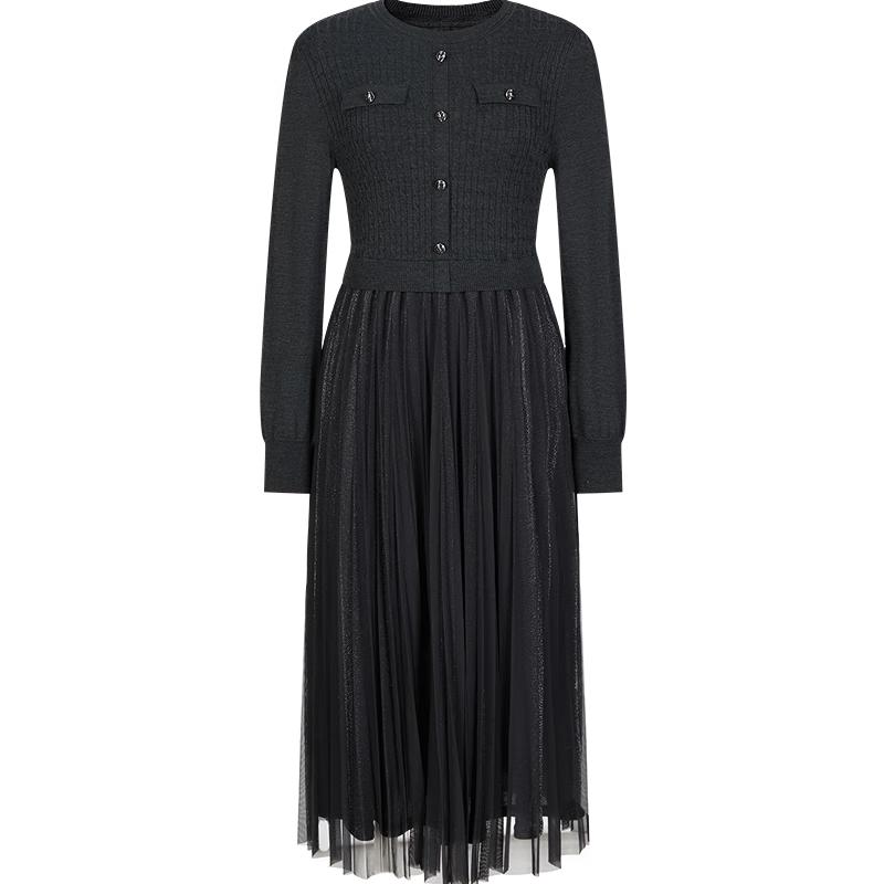 

Jiuzi Annakou Women s Elegant Faux Two-piece Wool Knit Dress M