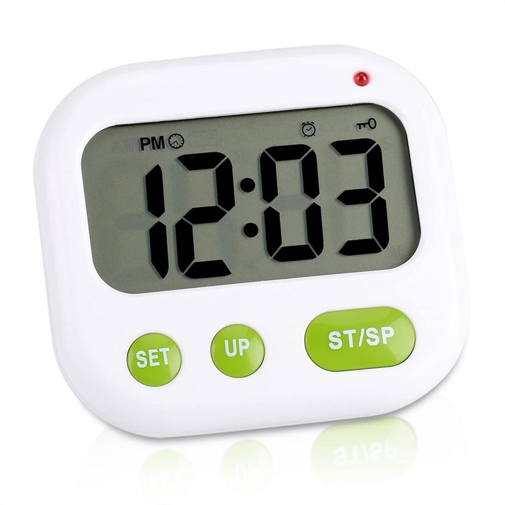 J-ouuo Under-the-Pillow Vibrating Alarm Clock, Music/Vibration Digital LCD Alarm Clock with Backlight, Electronic Kitchen Timer