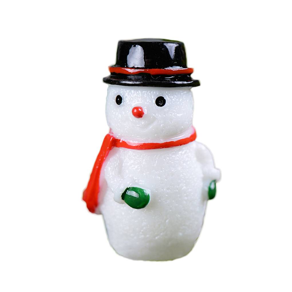 4PCS Micro Landscape White Snowman Resin Christmas Crafts Decoration Small Miniature Ornaments