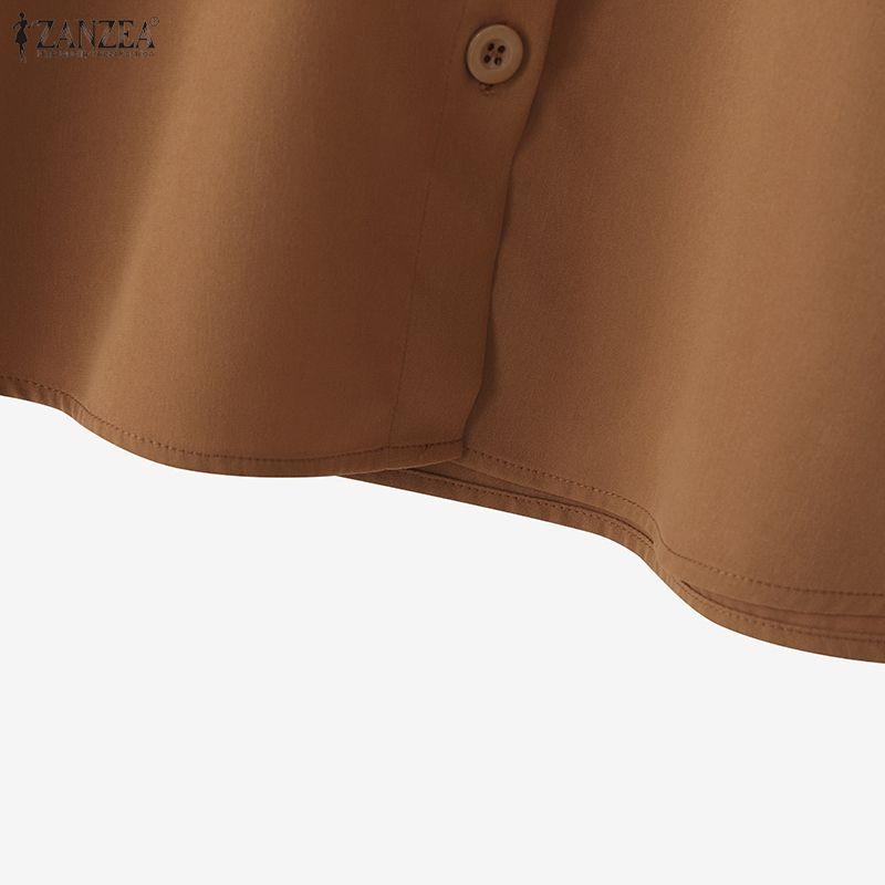 ZANZEA Camicetta Casual da Donna con Collo Stretto e Maniche a 3/4 Larga