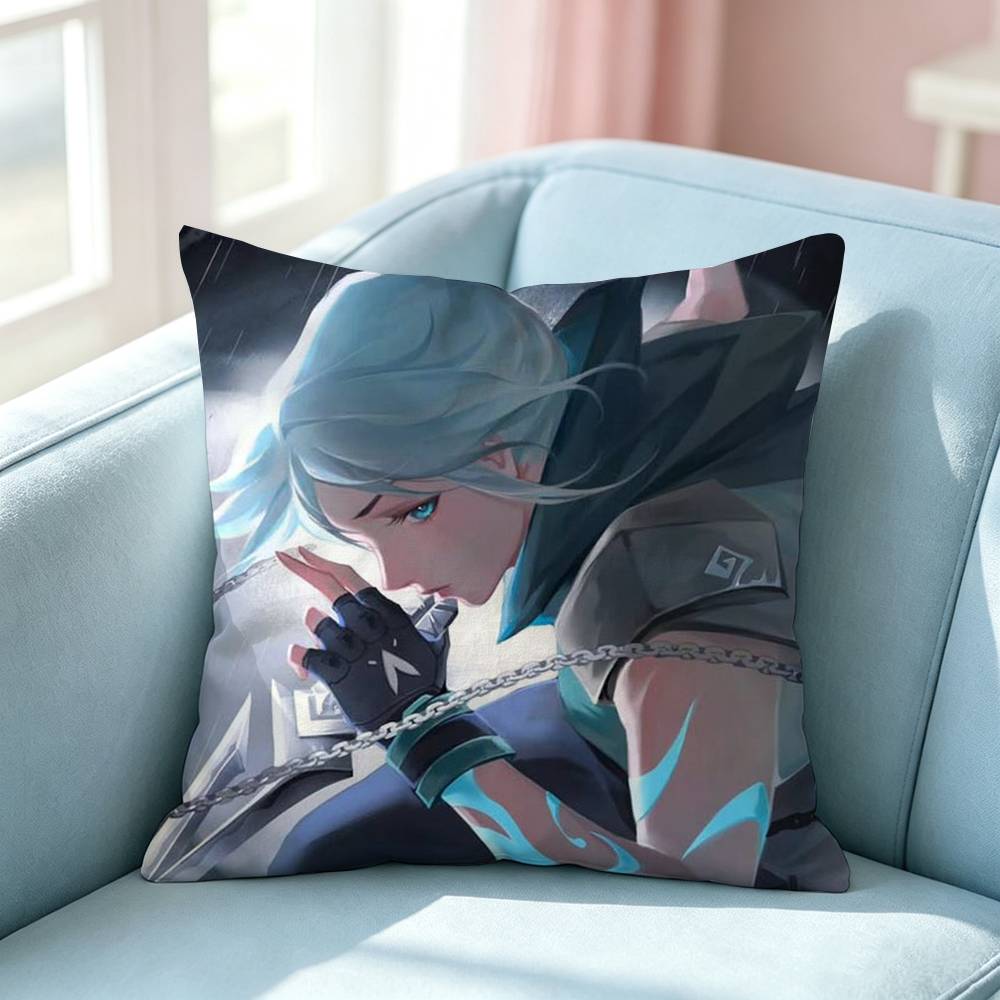 Hot Shooting Character Clove Jett Square DoubleSided printed Pillow Case Bedroom Bedside Pillow Sofa Cushion Cover