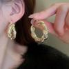 Retro Gold Color Twist Shaped Hoop Earrings for Women Simple Stylish Girls Ear Loop Earrings Fancy Gift Party Statement Jewelry