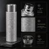 Large Capacity Pure Titanium Insulated Tea Cup with Steeping Separator - Elegant Design and Gift Box Included
