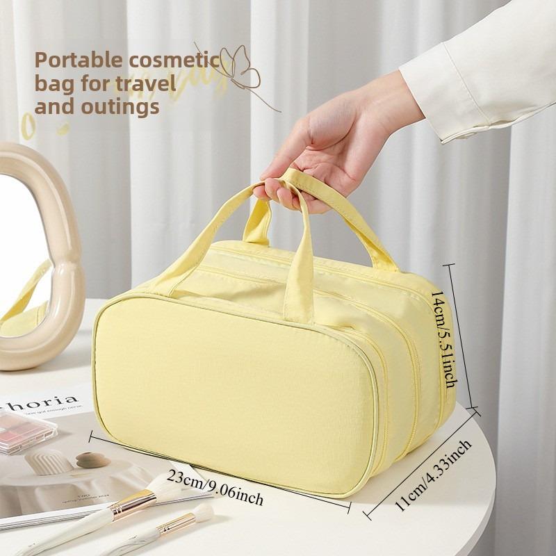 New Large Capacity Women Cosmetic Bag Portable Dual Handle 3-Layer Makeup Storage Bag Luxury