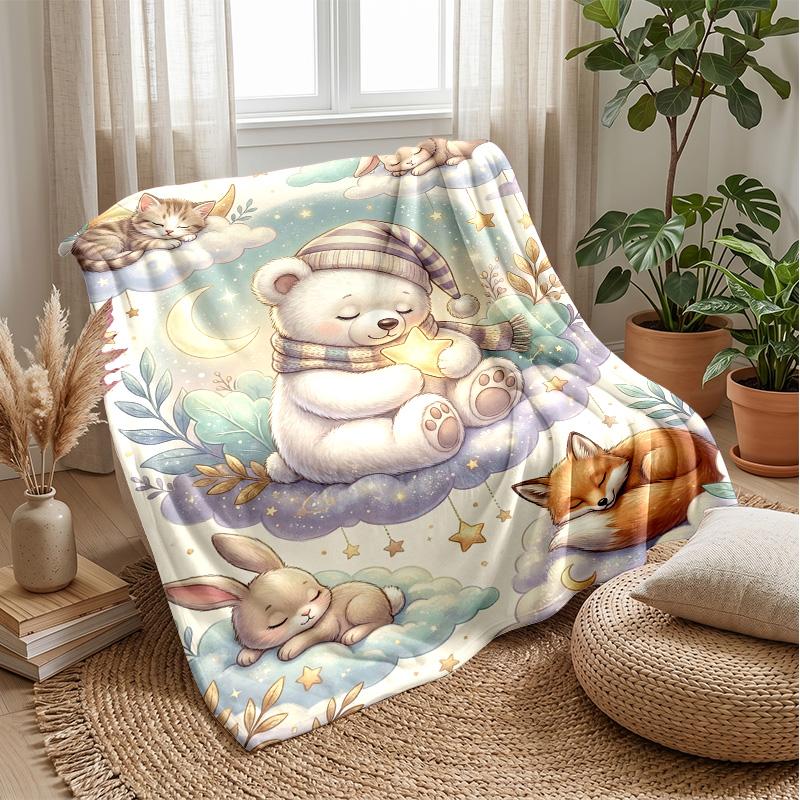 Rural Farm Animals Theme Blanket Lightweight Warm Flannel Blanket Decorative Throw Blanket for Home Decoration