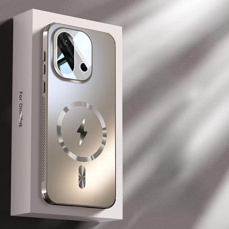 

Противоударный магнитный чехол для OnePlus 13s 13T Magsafe Беспроводная зарядка Матовый Твердый Защитная пленка для объектива камеры Задняя крышка OnePlus 13T серый