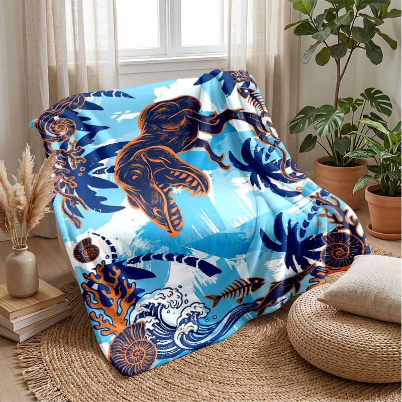 Oceanic Adventure Theme Blanket Lightweight Warm Flannel Blanket Decorative Throw Blanket for Home Decoration