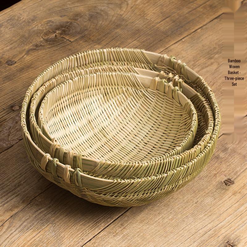 Multi-Purpose Bamboo Weaving Basket for Washing, Draining, and Storing Vegetables, Fruits, Rice, and Steamed Buns