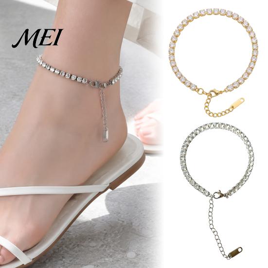 Decorative Ankle Jewelry 4mm Cubic Zirconia Classic Tennis Bracelet, Adjustable Rhinestone Anklet Foot for Women, Hypoallergenic Dainty Bracelet