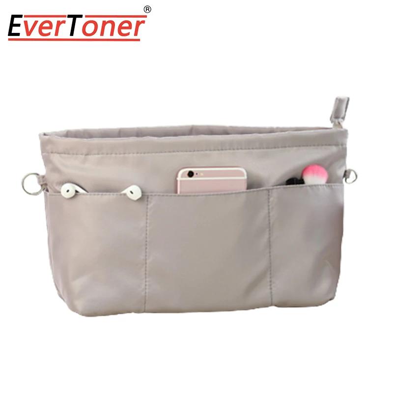 

EverToner Women Makeup Bag Large Capacity Insert Bag Organizer Handbag Multi-functional Cosmetic Bag XS сірий