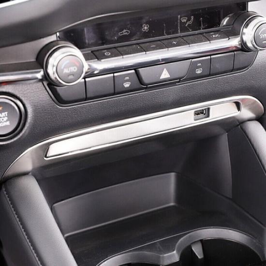 For Mazda 3 Axela 2019-2024 Silver Steel Center Console USB Socket Panel Trim