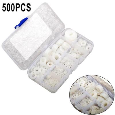 500 Piece Flat Washer Nylon Rubber Ring Restoration Gasket For Combo M2-M10 Set