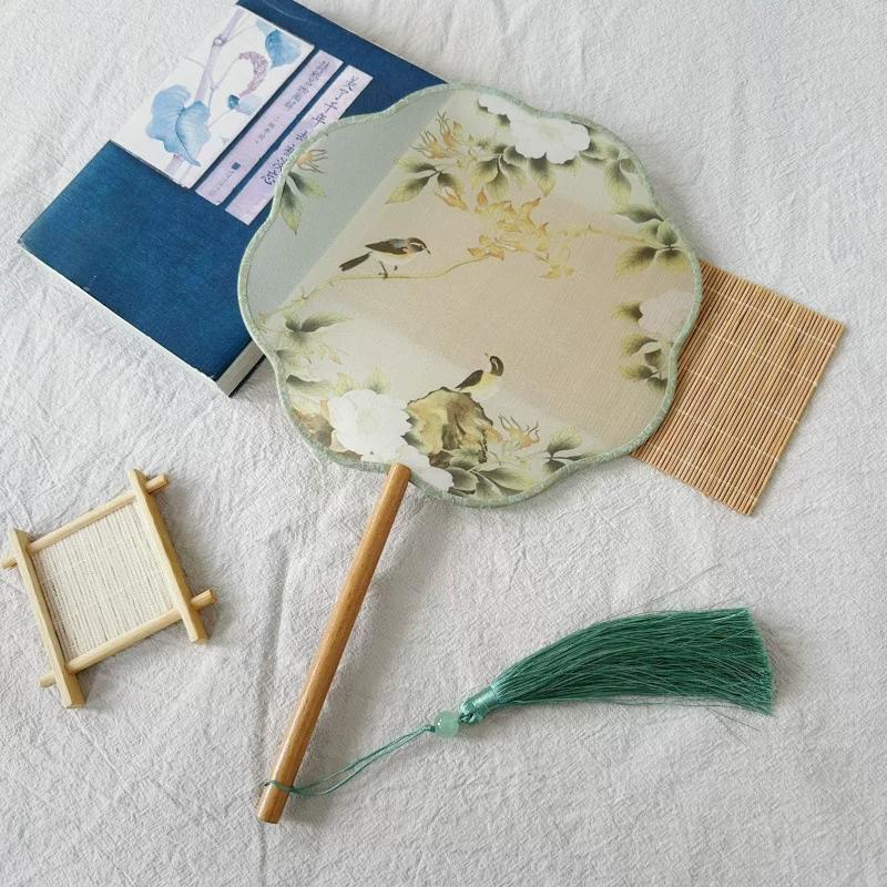 New Style Ancient-Style Semi-Transparent Round Fan for Dance, Hanfu Traditional Round Fan, Retro Classical Dance Chinese-Style Fan