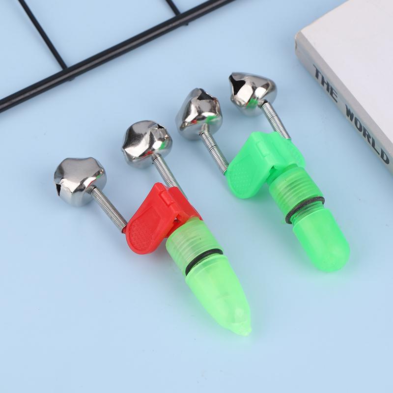 10Pcs Fishing Rod Tip Clips Plastic Fishing Bells Clips Night Fishing Fish Bite Bait Alarm Indicator Light With Dual Alert Bells