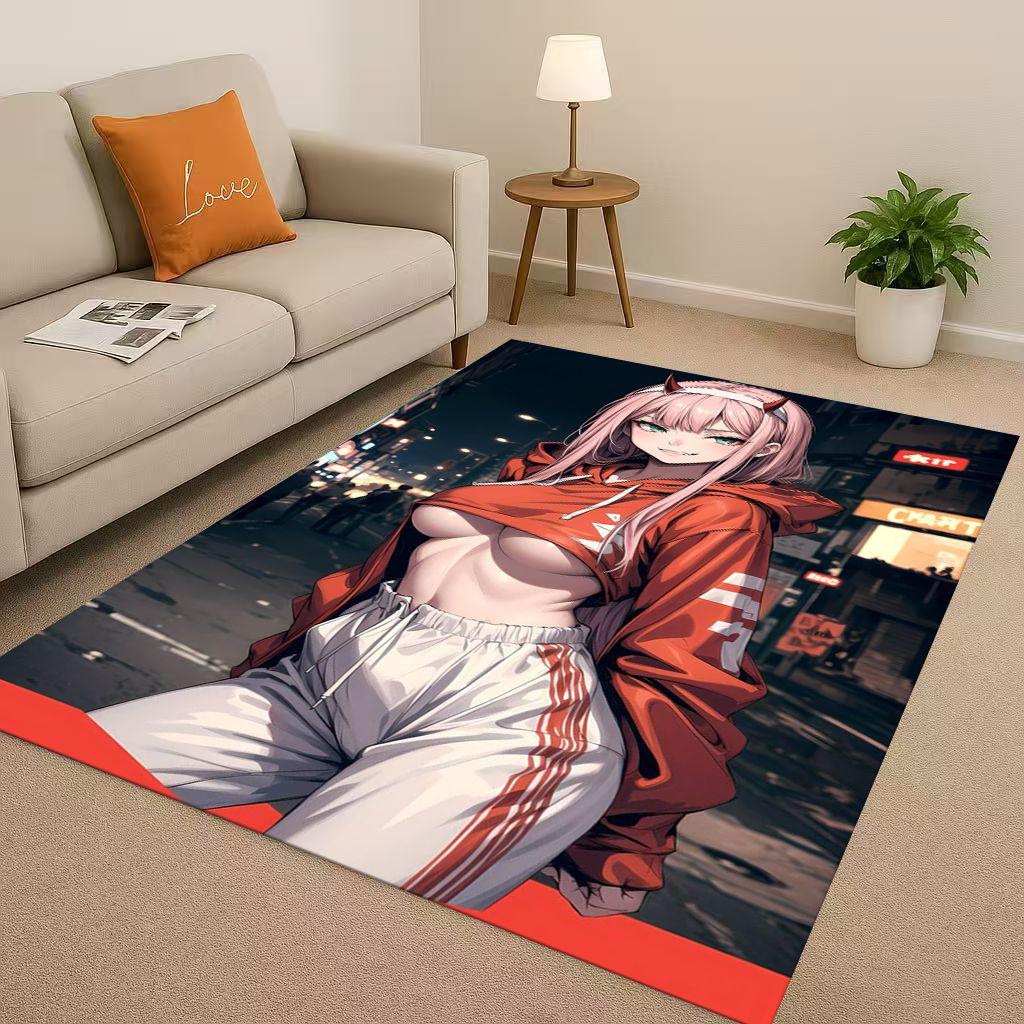 Sexy Girl Zero Two DARLING In The FRANXX Cartoon Living Room Non Slip Area Rug Carpet for Bedroom Sofa,Easy Clean Home Doormat