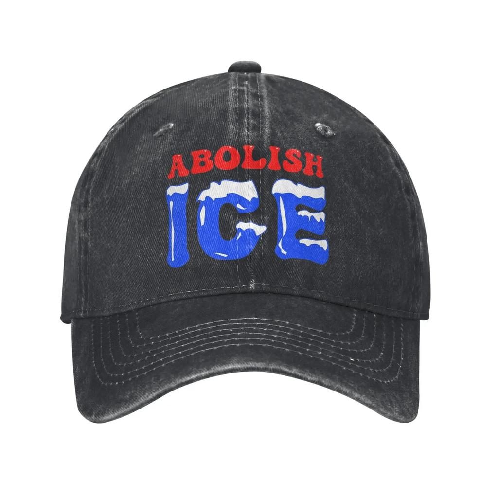 Abolish ICE Unisex Baseball Caps  Distressed Denim Washed Hats Cap Vintage Outdoor Activities Adjustable Sun Cap