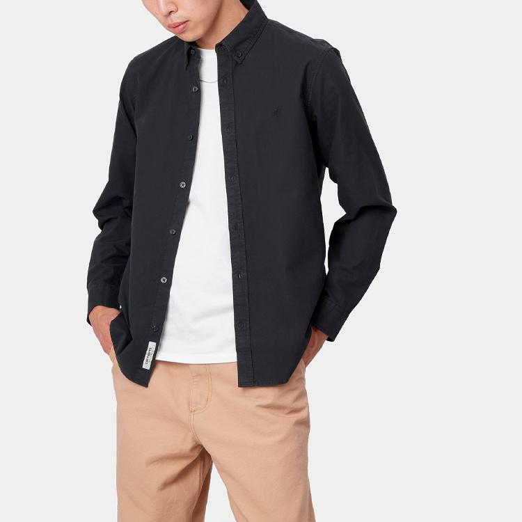 Carhartt WIP Loose Fit Long Sleeve Shirt With Small Logo Men Shirts Deep-Navy I030238-1C-GD