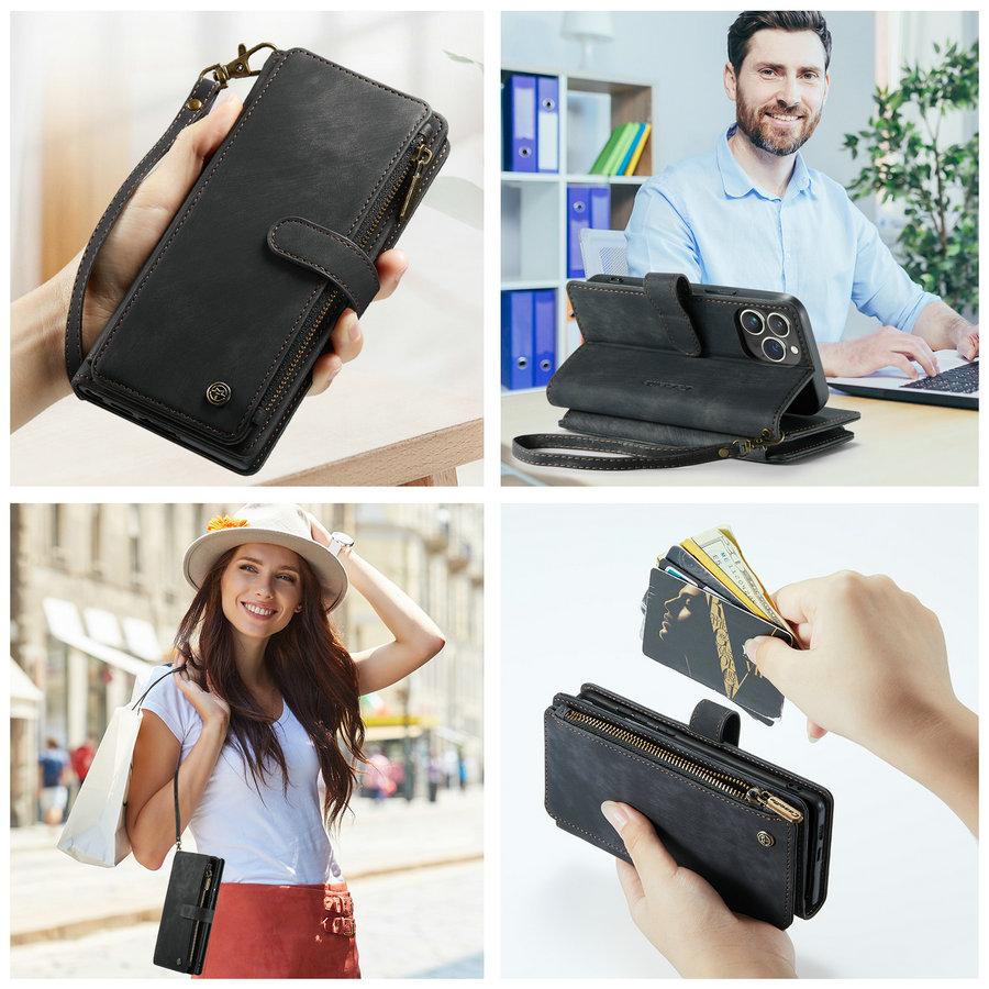 CaseMe Retro Phone Cover for iPhone 16 Pro Max Case With Stand Durable Zipper Wallet Pouch for iPhone 15 Pro Max 14 13 12 Case