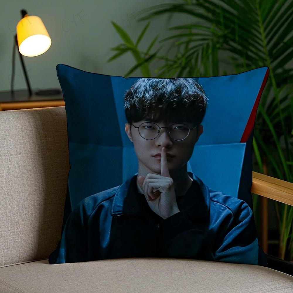 F-Faker Lols Skt T1 Five Champion Pillow Case Anti-Dustmite Pillowcase Invisible Zipper Silky Short Plush Sofa Cushion Cove