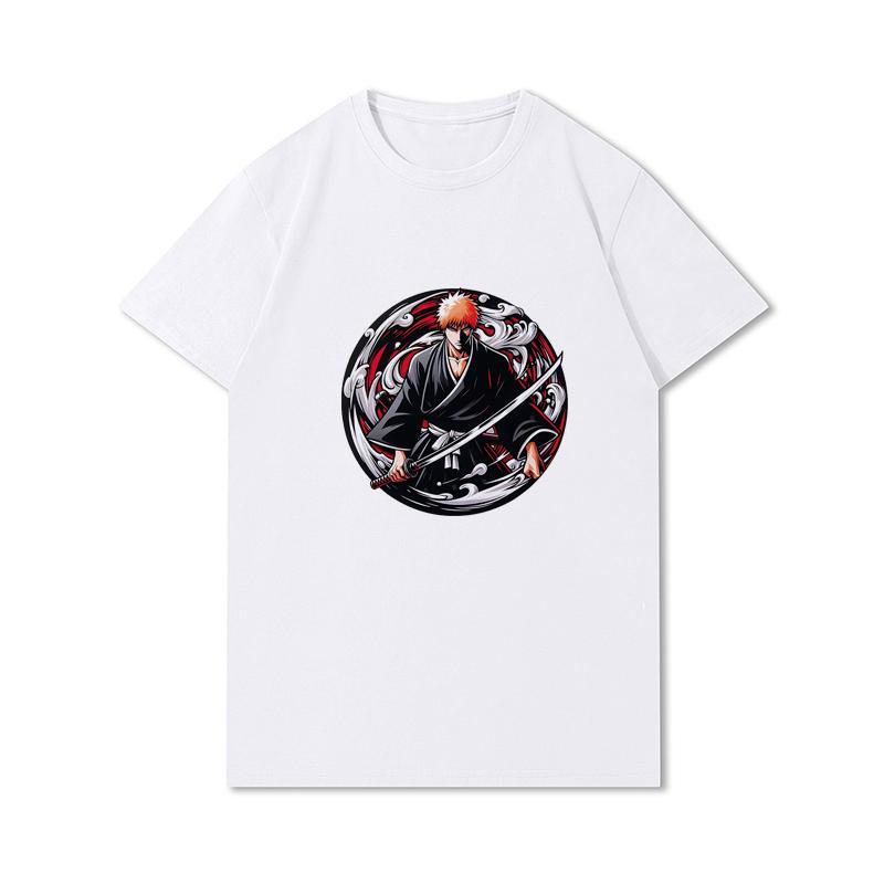 Plus Size BLEACH Kurosaki Ichigo Men T-Shirt Harajuku Cool Hip Hop Cotton T Shirts Casual Funny Tops Tees
