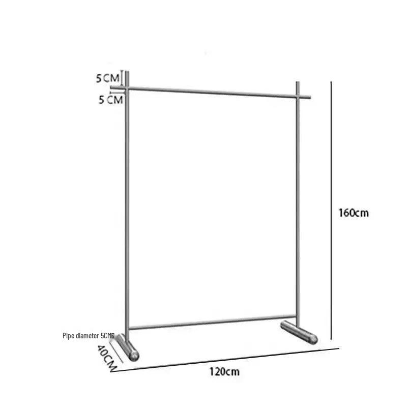 Clothing Store Display Rack: Stainless Steel Minimalist Floor-Standing Rack for Men's, Women's, and Children's Apparel.
