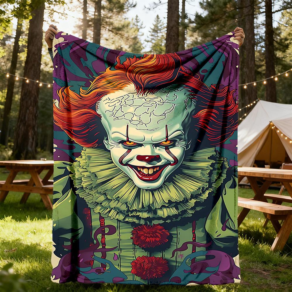 1PC Clown Horror IT Outdoor Flannel Throw Blanket - HD Printed Lightweight Soft Warm All-Season Blanket for Sofa, Bed, Travel - Machine Washable106