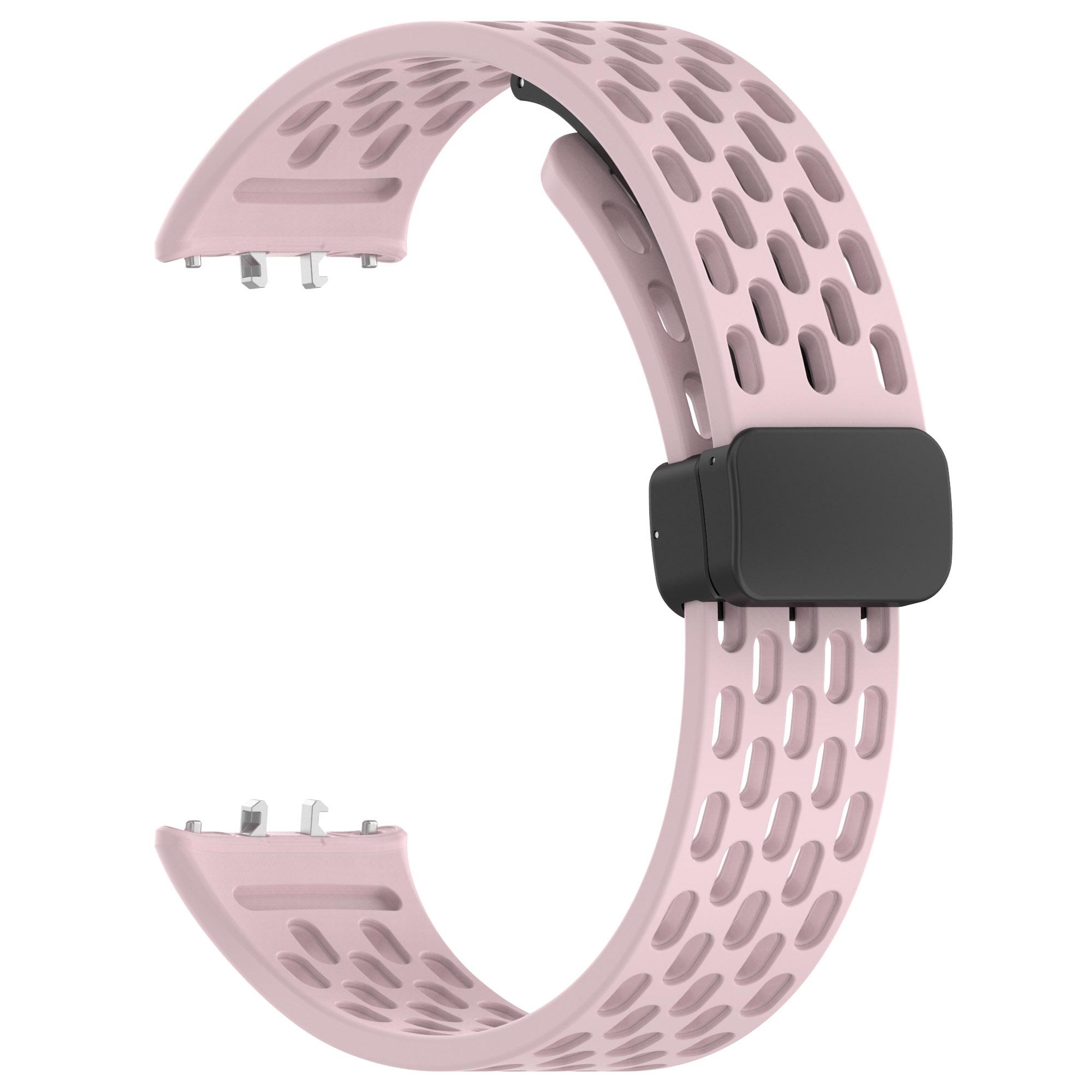 

Magnetic Silicone Strap For Samsung Galaxy Fit 3 Sports Band Bracelet For Galaxy Fit3 Smart Watch No Gaps Wristband Accessories For Galaxy Fit3 рожевий