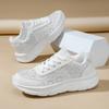 TUINANLE Bequeme Damen weiße flache Schuhe Spitzendesign Atmungsaktiv Leichtgewichtige Freizeit-Sneaker