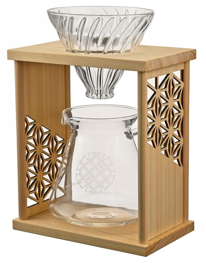 Hario Drip Stand Hemp Leaf Natural 600mL V60 40 Sheets of Serves People Set, Design, Black, Capacity, Dripper, Server, Paper, 1-4 (Natural)