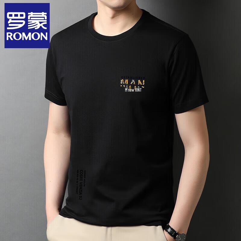 Romon Men's Pure Cotton Loose-Fit Round Neck T-Shirt for Dads