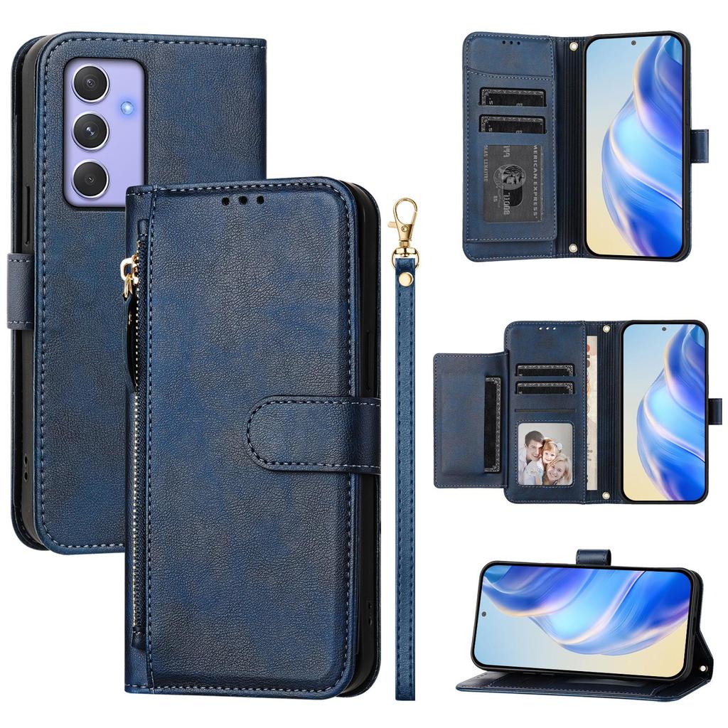 For Samsung Galaxy A54 5G Case Zipper Pocket Multiple Card Slots Leather Phone Cover