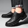 Men's round toe leather shoes Minimalist and versatile style Party Outdoor casual business casual men's Daily Office work shoes