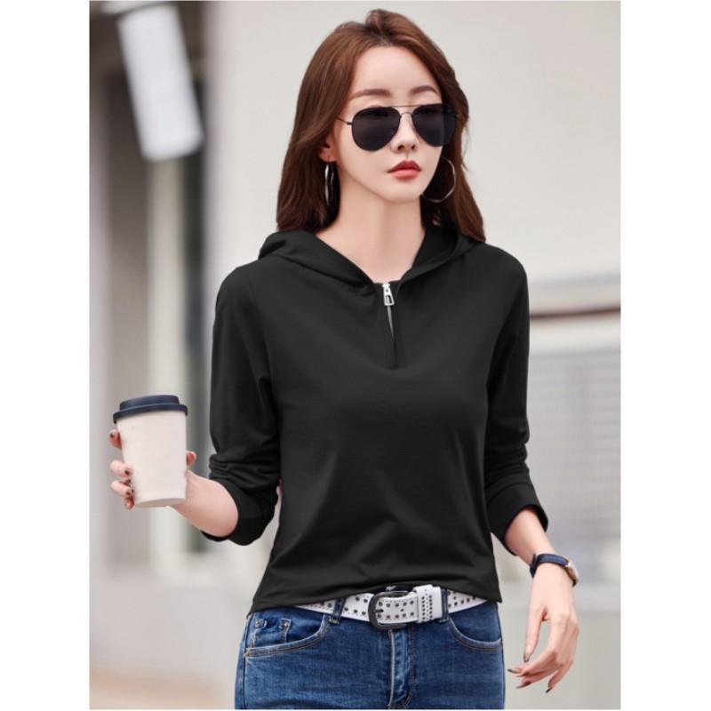 Damen Frühling Einfarbig V Langarm Slim Top Einfarbig Schlicht Bequemes T-Shirt