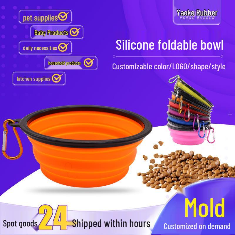 

Outdoor Portable Foldable Silicone Pet Bowl with Buckle - Durable and Perfect for on-the-go Feeding and Drinking. 350ml красный