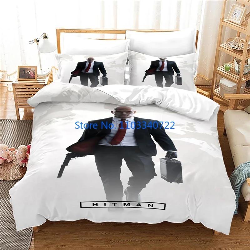 Hitman Killer 3D Bettwäsche-Set Druck Bettbezug-Set 3D-Druck Bettdeckenbezug Bettzeug für Jungen Mädchen Bettwäsche-Sets Schlafzimmerdekor