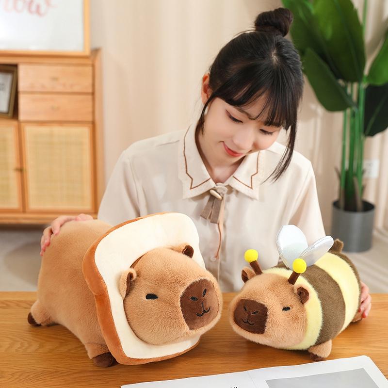25/35cm Turn Into Capybara Super Soft Dolls Transform Cartoon Bee Bread Flower Animals Plush Toys For Girls Boys Christmas Gifts