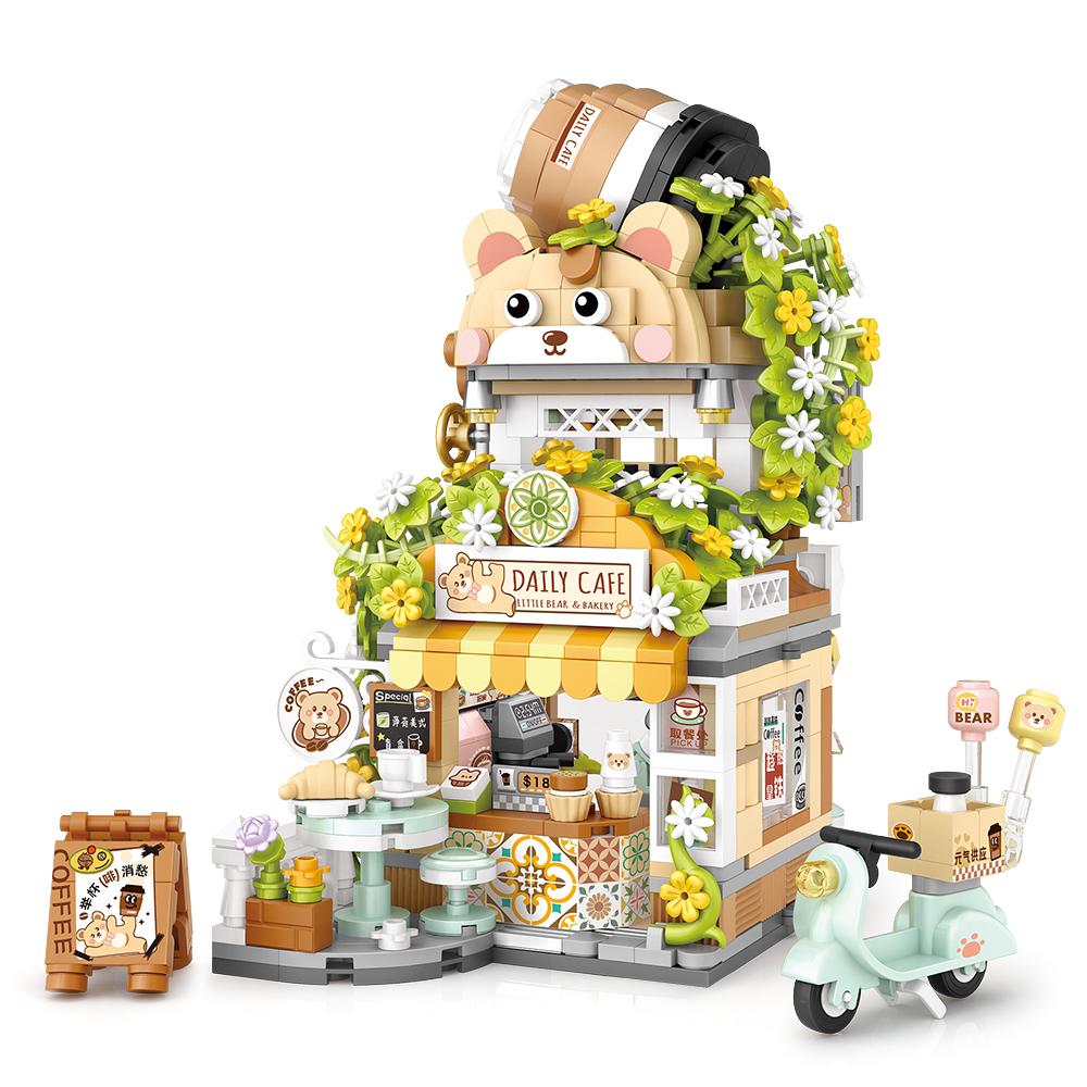 City Tea House Building Blocks Set, Openable Panda Construction Tea Shop Building Toys for Boys Girls Age 8+, 860pcs Mini Bricks