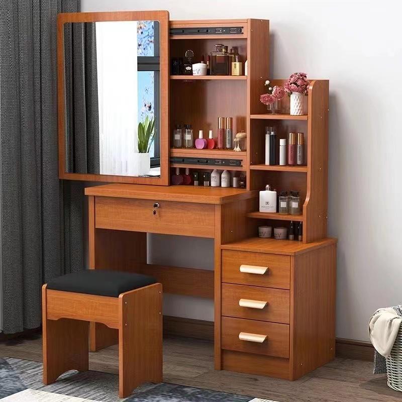 Compact Modern Makeup Dressing Table with Sliding Mirror and Integrated Storage