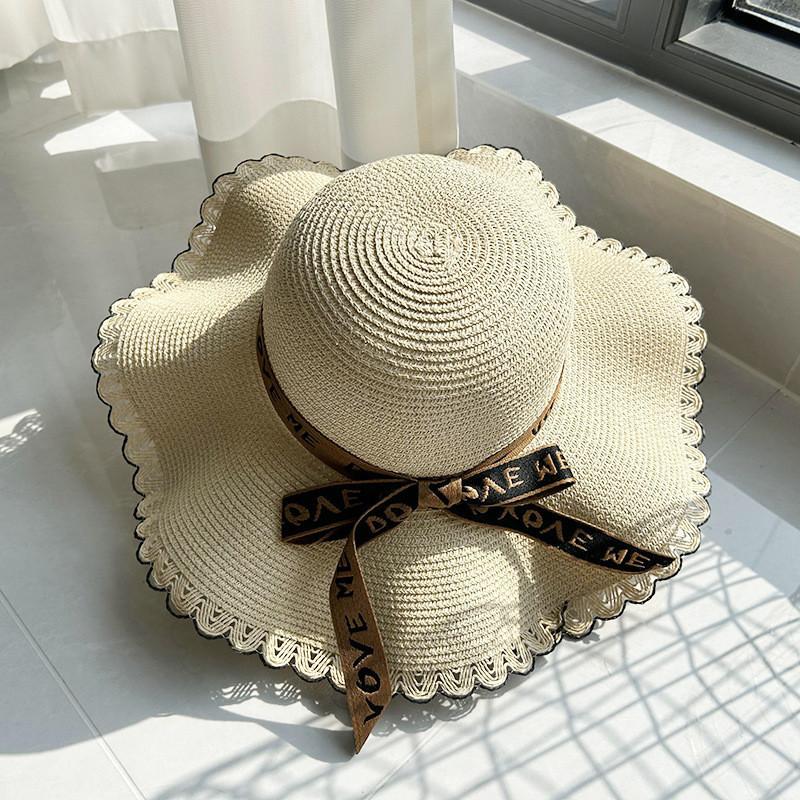 Stylish Big Brimmed Straw Hat With Bow Perfect For Summer Travel And Vacation