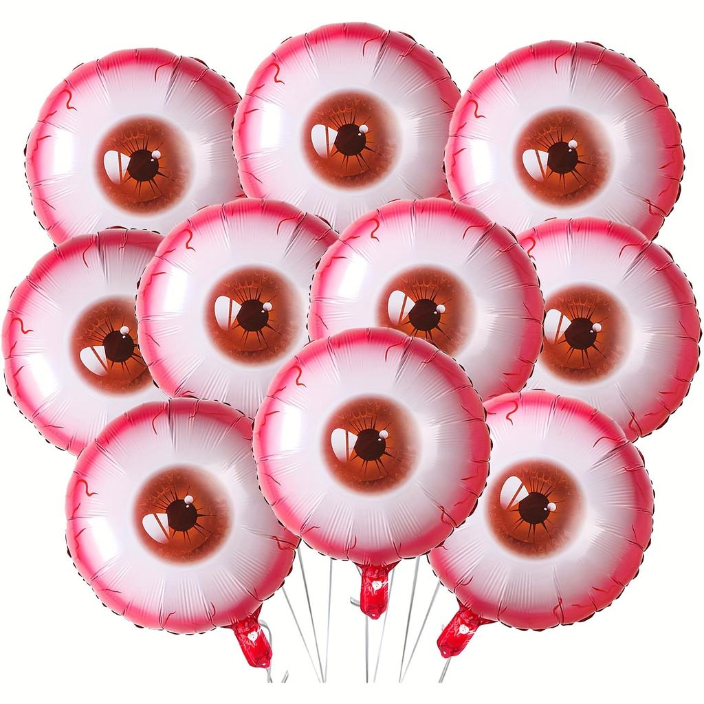 10Pcs Halloween Red Eyes Aluminum Film Balloon Horror Party Decoration Scary and Horror Atmosphere Decoration Supplies