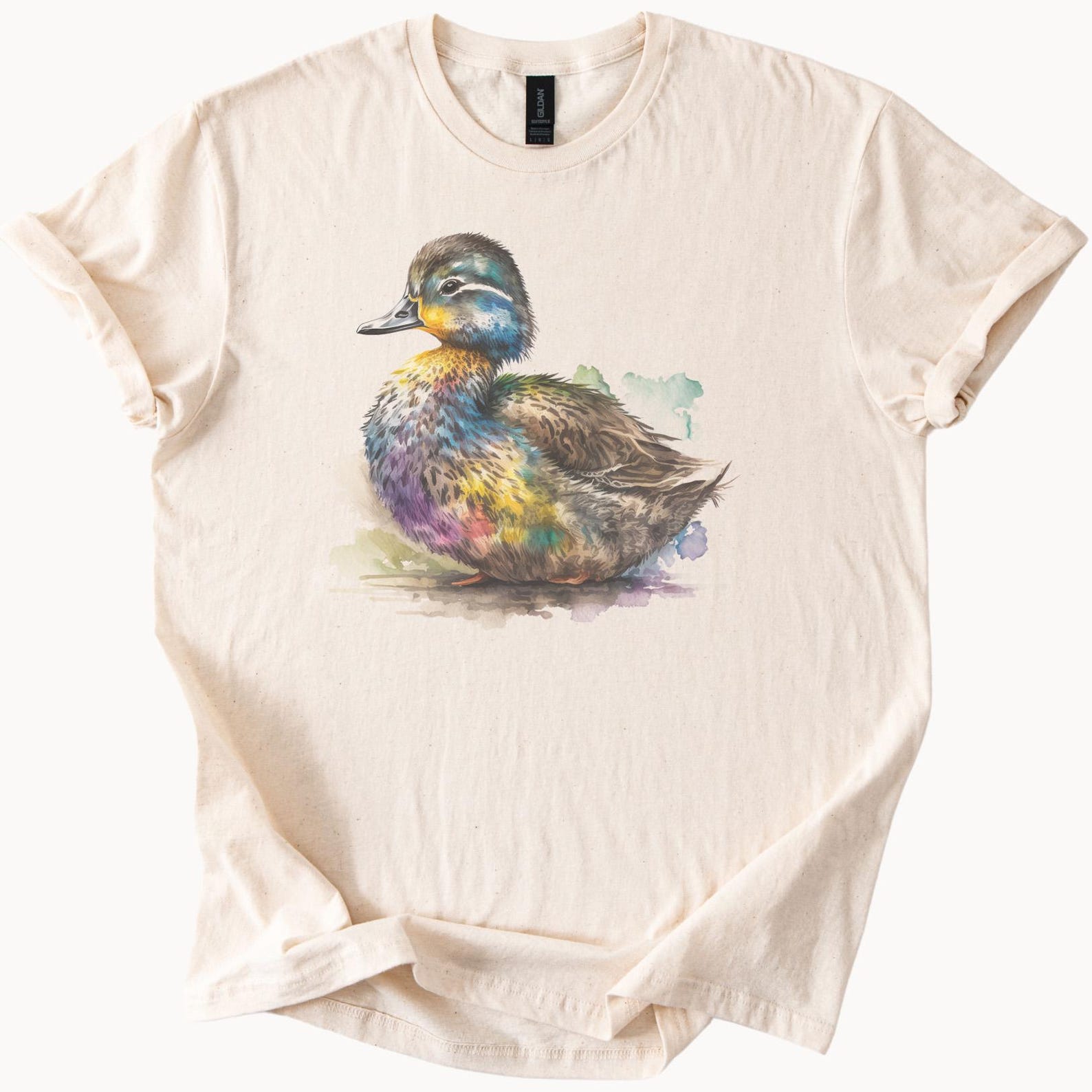 Duck Watercolor Art Graphic Tee Colorful Mallard Duck Shirt Nature Animal Lover Shirt Unique Bird TShirt Artistic Wildlife Apparel 160