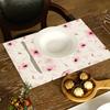 4pcs Cherry Blossom Placemats – Watercolor Pink Floral, Washable Polyester Table Mats for Spring Dining & Home Decor