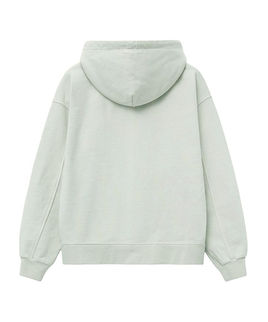 Mozmoz Heavyweight Pigment Cut Two-Way Oversized Zip-Up Hoodie Beige