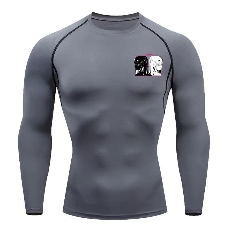 Zero Two Men Compressed Shirt Sports Quick Drying Fitness T-shirt Sweat-Absorbent Jogging Cycling Outdoor 8 Colors Short Sleeve