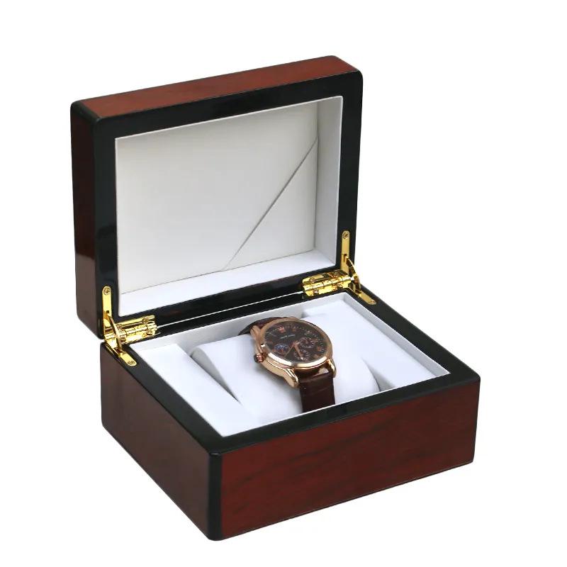 High-End Wood Grain Magnetic Flip Watch Display and Storage Box