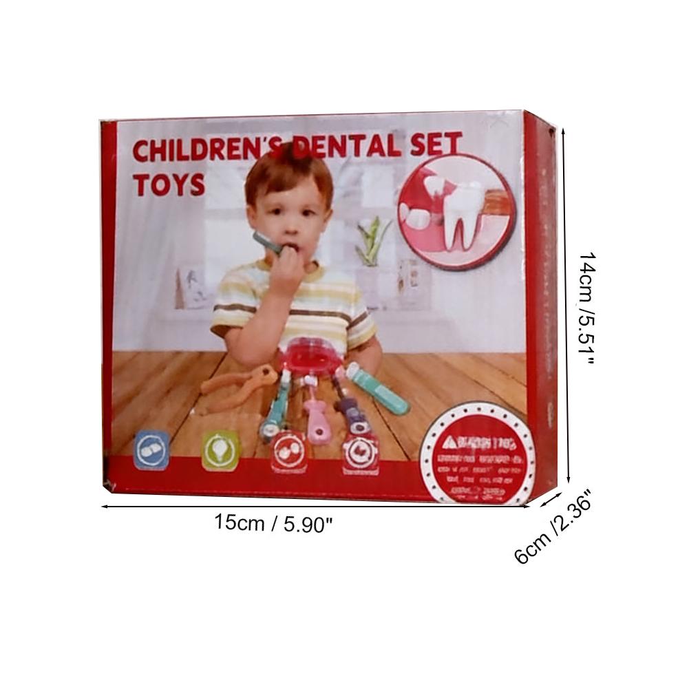 Six-piece Set Children's Dentist Game Simulation Wooden Dental Stethoscope Role-playing Professional Toy Children's Day Gift