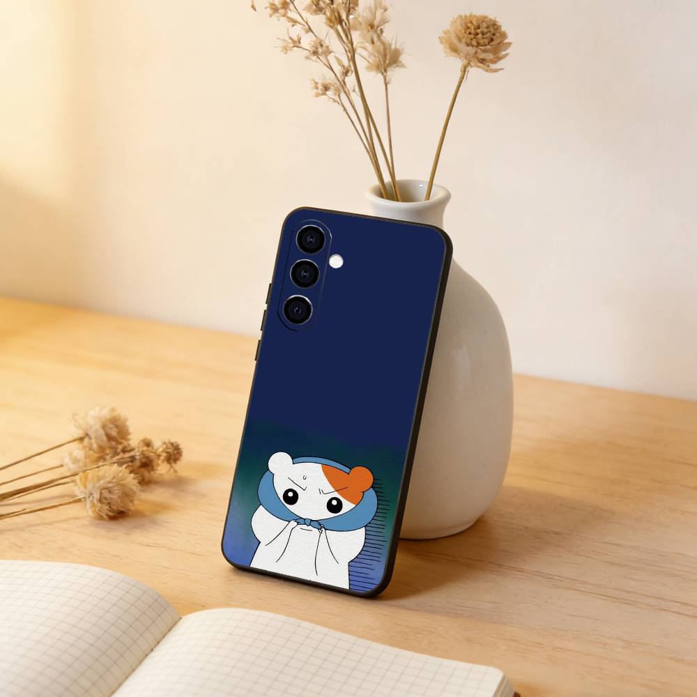 

Lovely O-Oruchuban Ebichu Phone Case Black Silicone Soft For Samsung Galaxy A73,A72,A71,A70,A53,A52,A51 Samsung a30 a20