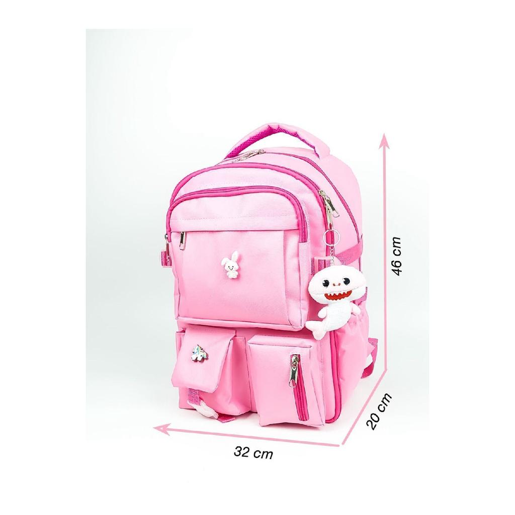 Korean Style Orthopedic Special Design Multi-pocket Waterproof New Generation Girls School Bag With Accessories