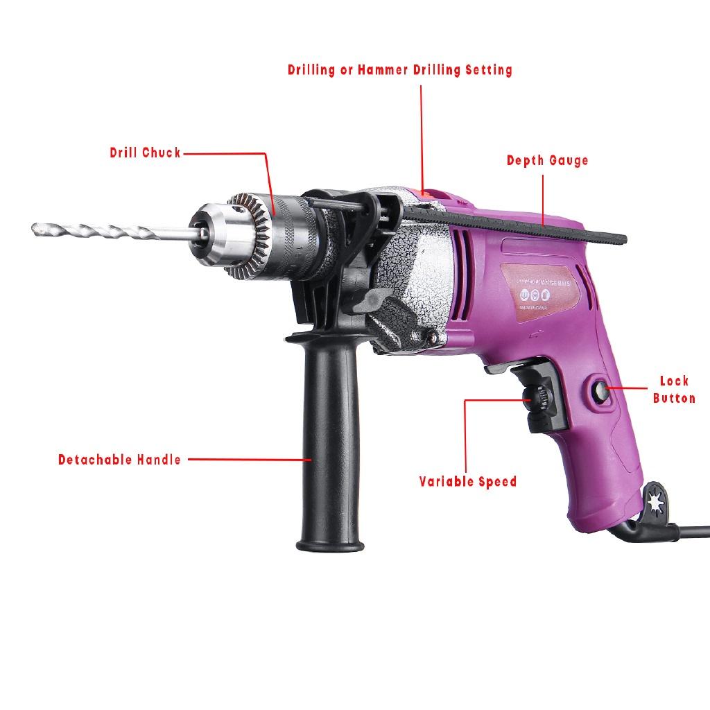 Ciocan Rotopercutor Electric 1200W 220V 2500rpm Viteză Variabilă Heavy Duty Șurubelniță cu Impact Mandrină Burghiu Set Scule Electrice