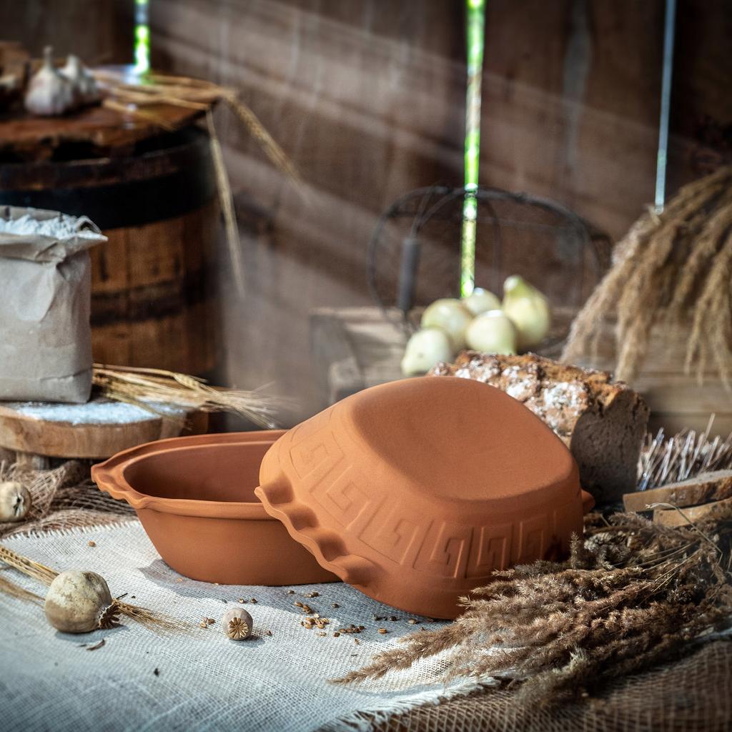 KADAX Roman Clay Pot Oval with Lid